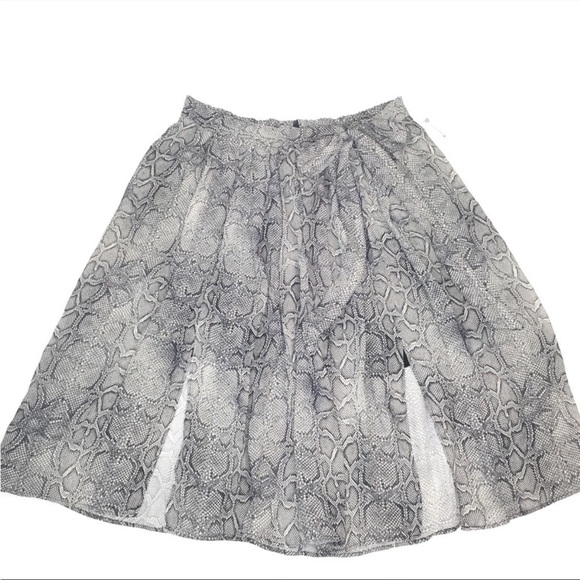 Maeve Anthropologie Skirt Annette Snake Print Midi Tie Waist Grey Animal Plus 16 - Picture 4 of 8